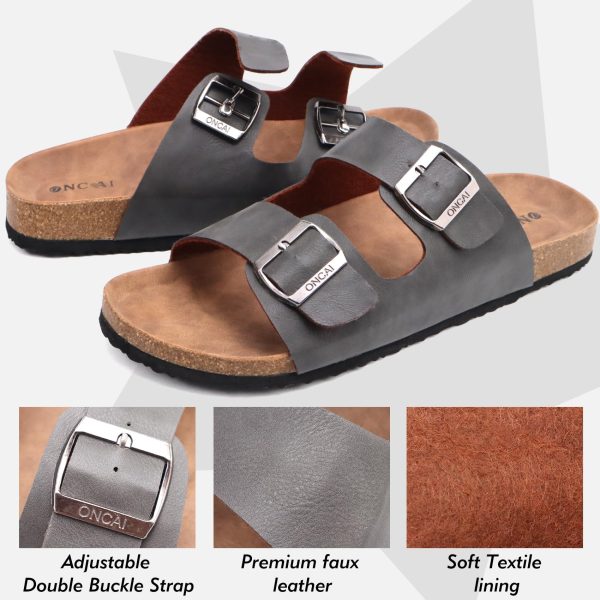 81kvK5Gw6dL.jpg Mens Sandals,Beach Slides Cork Footbed Slippers with Adjustable Buckle Straps Size 7-13