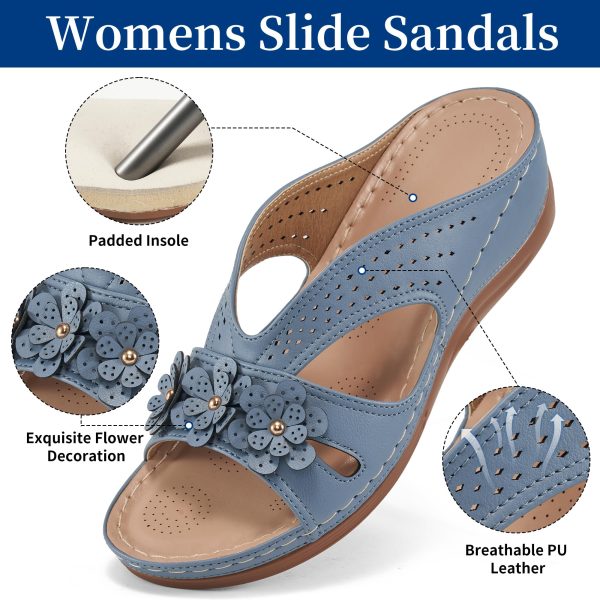 81naOPOvN9L.jpg Sandals for Women Wedge Shoes: Slip On Dressy Summer Comfortable Slides Sandals Lightweight Memory Foam Platform Shoes